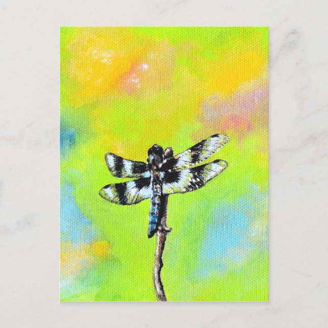 Cartão Postal Pintura de Dragonfly Shimmering (Frente)