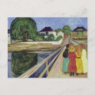 Cartão Postal Pintura de Edvard Munch Meninas na Ponte (c 1902)