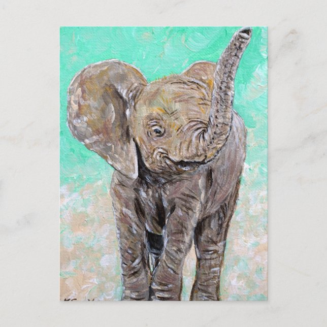 Cartão Postal Pintura de elefante bebê (Frente)