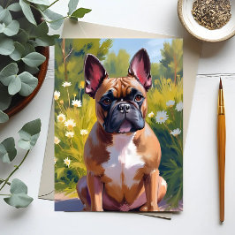 Cartão Postal Pintura de estimação de Bulldog Francês Arte de ca
