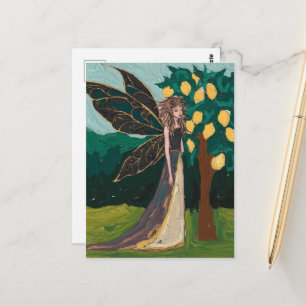Cartão Postal Pintura de Fada da Árvore de Limão