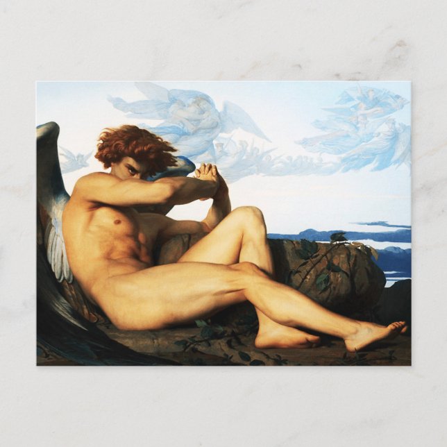 Cartão Postal Pintura de Fallen Angel por Alexandre Cabanel (Frente)