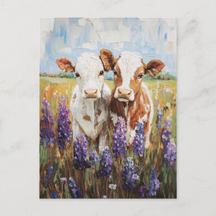 Cartão Postal Pintura De Flores De Lupina De Vaca