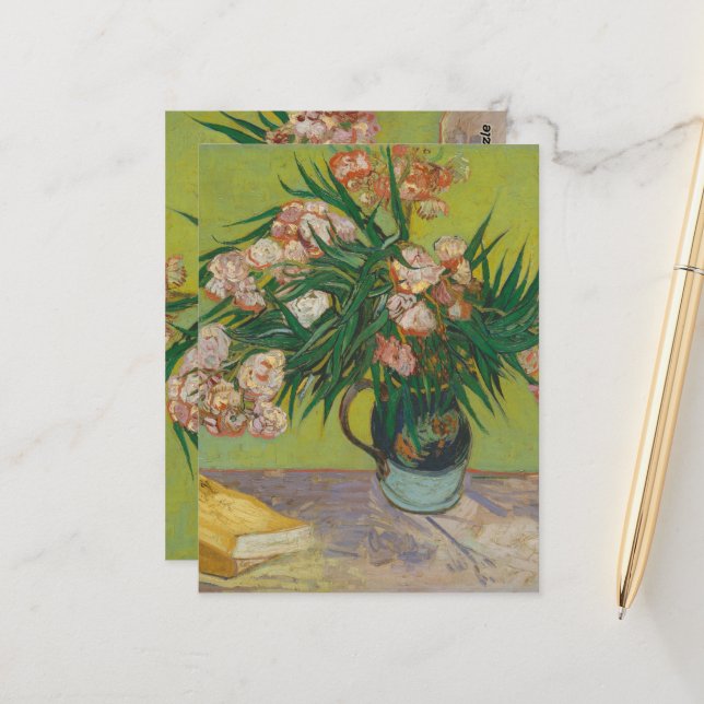 Cartão Postal pintura de flores de oleandro de Vincent Van Gogh (Frente/Verso In Situ)