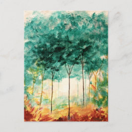Cartão Postal Pintura de Floresta de Árvores de Paisagem abstrat