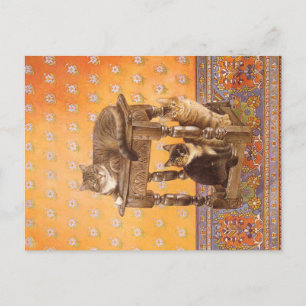 CARTÃO POSTAL PINTURA DE GATO E COZINHO 