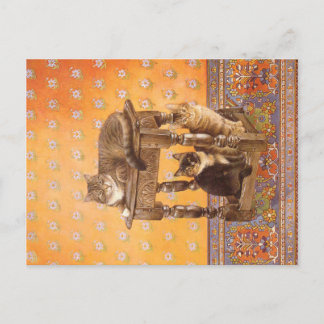 CARTÃO POSTAL PINTURA DE GATO E COZINHO