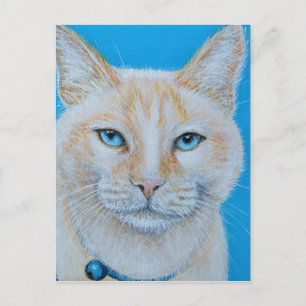 Cartão Postal Pintura de Gato Marshmallow