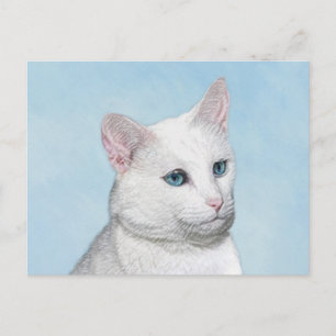 Cartão Postal Pintura de Gatos Brancos - Arte de Gato Original B