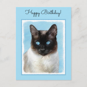 Cartão Postal Pintura de Gatos Siameses - Arte de Gato Original