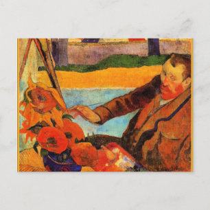 Cartão Postal Pintura de Gauguin, Van Gogh Pintando Girassóis