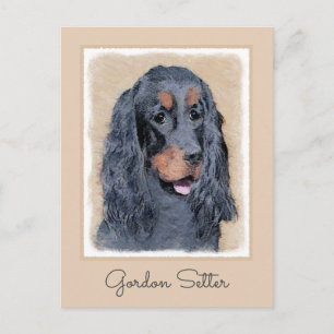 Cartão Postal Pintura de Gordon Setter - Arte de Cachorro Origin