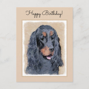 Cartão Postal Pintura de Gordon Setter - Arte Original de Cachor