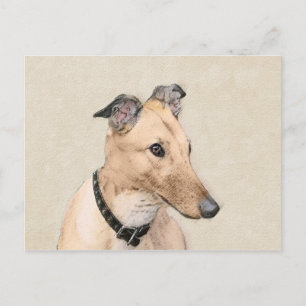 Cartão Postal Pintura de Greyhound - Arte de Cachorro Original