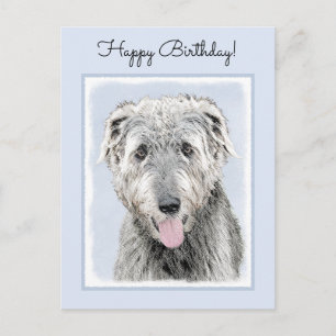 Cartão Postal Pintura de Irish Wolfhound - Arte Original de Cach