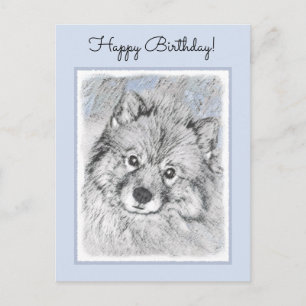 Cartão Postal Pintura de Keeshond Beth - Arte Original de Cachor