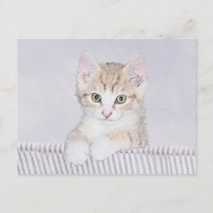 Cartão Postal Pintura de Kitten Orange Tabby - Arte Original par