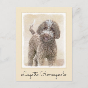 Cartão Postal Pintura de Lagotto Romagnolo - Arte de Cachorro Or