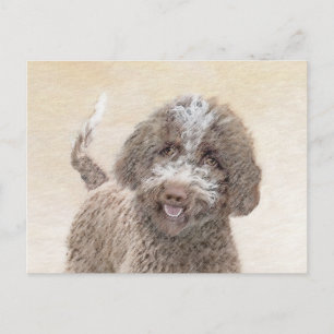 Cartão Postal Pintura de Lagotto Romagnolo - Arte de Cachorro Or