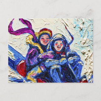 Cartão Postal Pintura de Leitura para Crianças