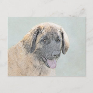 Cartão Postal Pintura de Leonberger - Arte de Cachorro Original