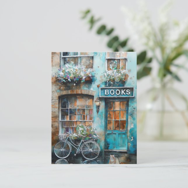 Cartão Postal Pintura de Livraria Ideal (Em pé/Frente)