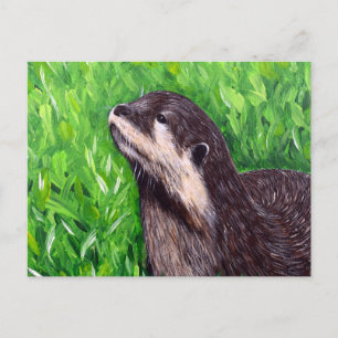 Cartão Postal Pintura de Lontra do Rio Pequeno