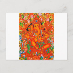 CARTÃO POSTAL PINTURA DE LORD GANESH TANJORE, NA ÍNDIA SUL