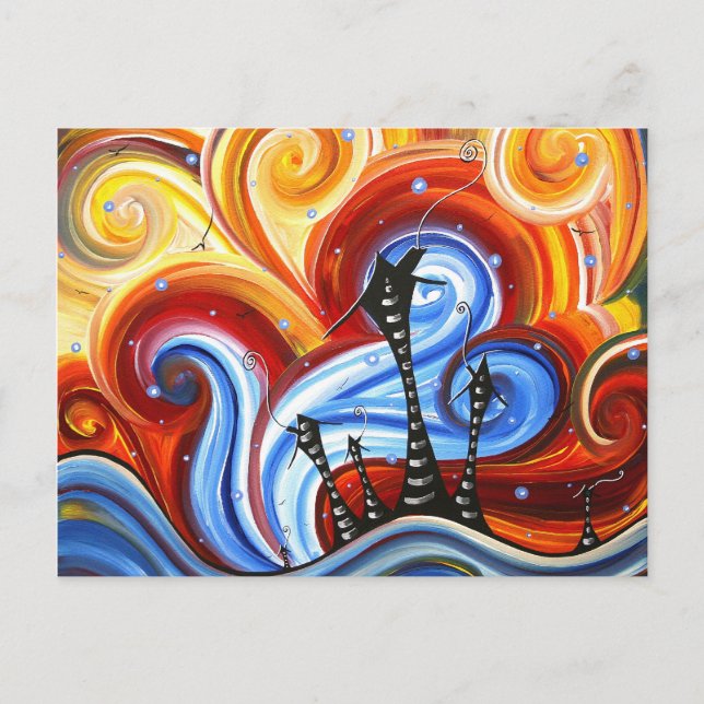 Cartão Postal Pintura de MADART Whimical Original da Vila Pequen (Frente)