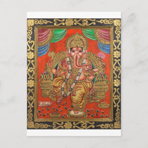 CARTÃO POSTAL PINTURA DE MÃO DE GANESH ANTIGO
