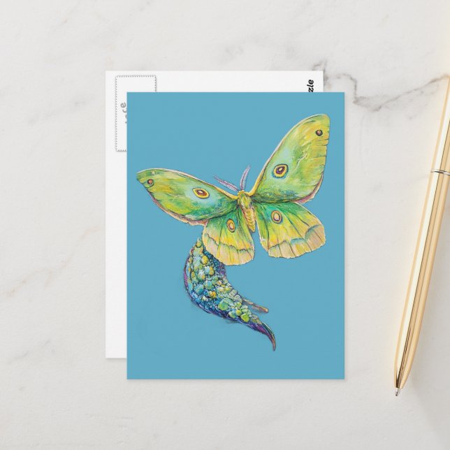 Cartão Postal Pintura de Mariposa Luna (Frente/Verso In Situ)
