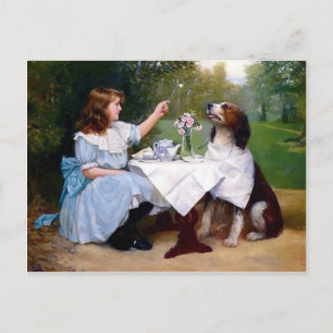 Cartão Postal Pintura de Mesas de Cachorros Vitorianos