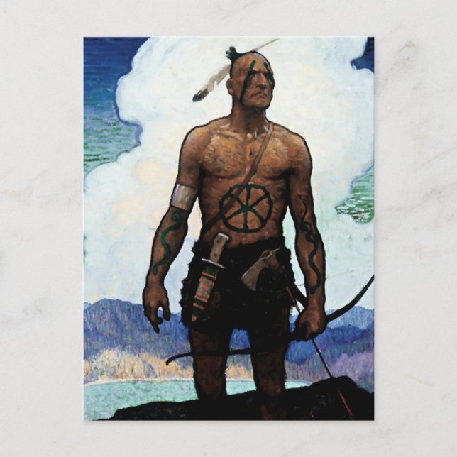 Cartão Postal Pintura de NC Wyeth “Último dos Moicanos” (Frente)