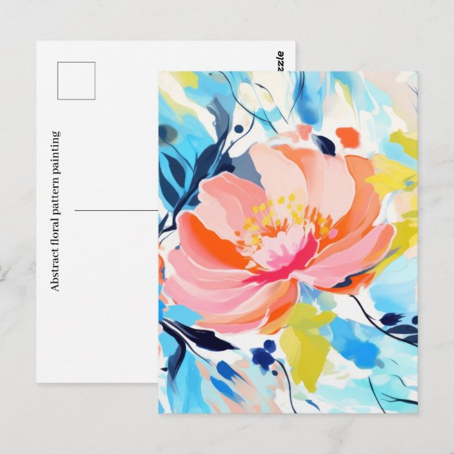 Cartão Postal pintura de padrão abstrato floral (Frente/Verso)