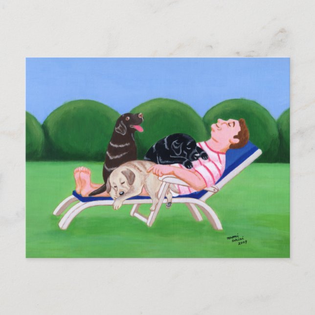 Cartão Postal Pintura de Pai Labrador (Frente)