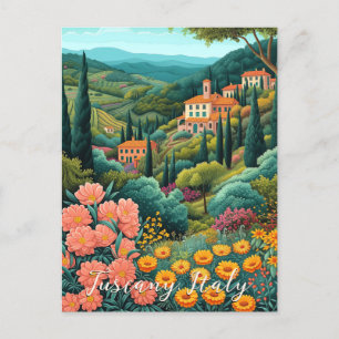 Cartão Postal Pintura de Paisagem Toscana Itália Viagem Arte