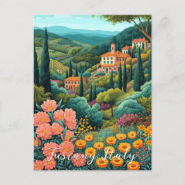 Cartão Postal Pintura de Paisagem Toscana | Itália Viagem | Arte
