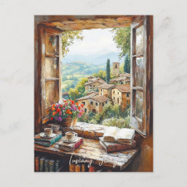 Cartão Postal Pintura de Paisagem Toscana | Itália Viagem | Arte