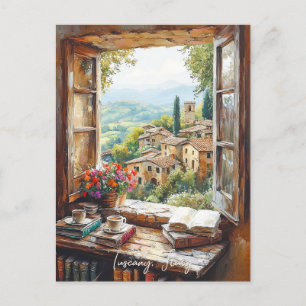 Cartão Postal Pintura de Paisagem Toscana Itália Viagem Arte
