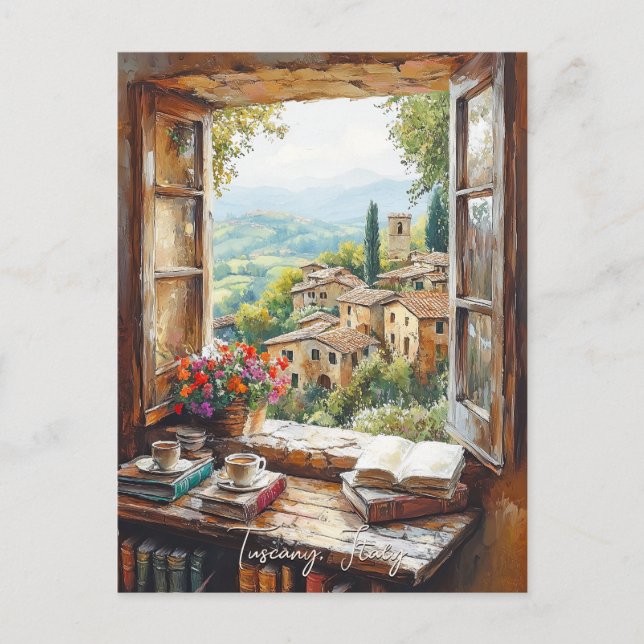 Cartão Postal Pintura de Paisagem Toscana | Itália Viagem | Arte (Frente)