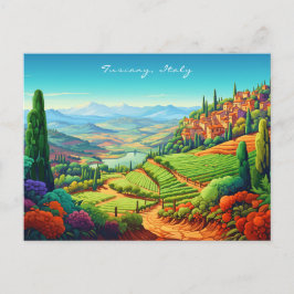 Cartão Postal Pintura de Paisagem Toscana | Itália Viagem | Arte