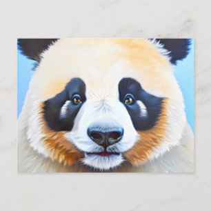 Cartão Postal Pintura de Panda sobre fundo azul