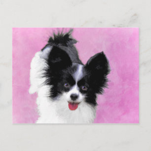 Cartão Postal Pintura de Papillon (Branco e Preto) - Arte Canina