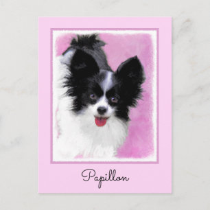 Cartão Postal Pintura de Papillon (Branco e Preto) - Arte Canina