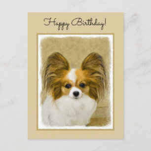 Cartão Postal Pintura de Papillon (Hound Tri) - Arte de Cão Orig