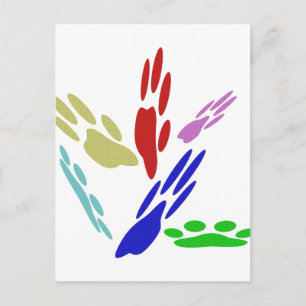 Cartão Postal Pintura De Pata De Cachorro Com Bolinhas