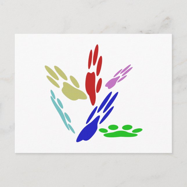 Cartão Postal Pintura De Pata De Cachorro Com Bolinhas (Frente)