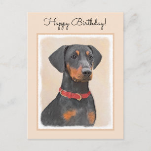 Cartão Postal Pintura de Pinscher Alemã - Arte Cachorra Original