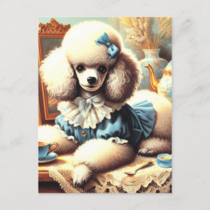 Cartão Postal Pintura de Poodle em Cute Vintage