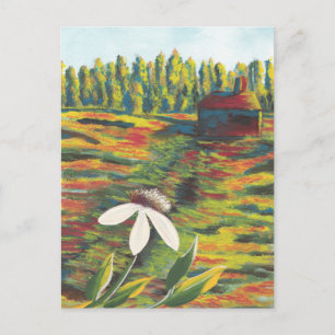 Cartão Postal Pintura de Prados e Sombras Flores